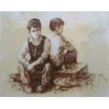 After William Weintraub (b 1926) - Two Young Boys, lithograph, (37cm x 45.5cm), signed in pencil