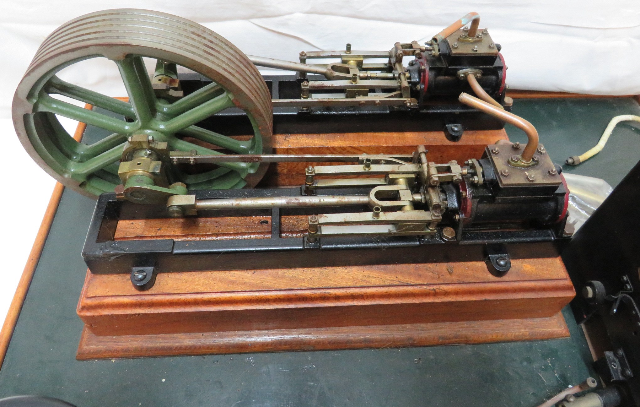 A model of a 'Victoria' double cylinder steam engine, diameter of flywheel about 18cm, mounted on - Image 3 of 12