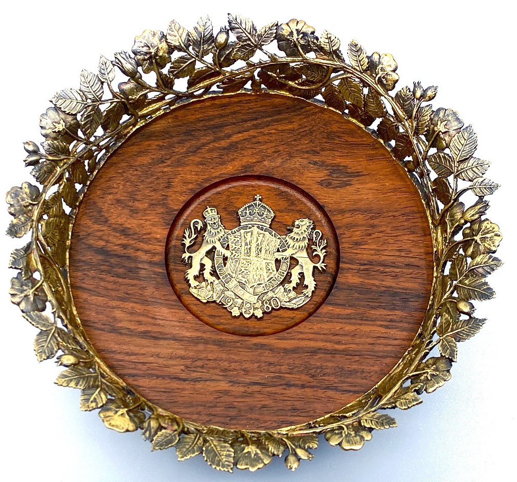 A silver-gilt mounted wine coaster, limited edition by Aurum Designs to commemorate the 80th - Image 2 of 2