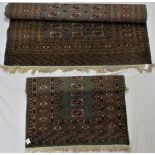 Two small Eastern rugs, mid 20th century - the first of grey-blue ground, four margins with a