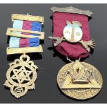 Two silver gilt Masonic chapter jewels - the first for Tuscan Chapter No 1027 E.C. with presentation