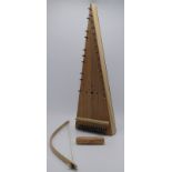 Bowed Psaltery constructed of three different woods with patterned central inlay to front of body