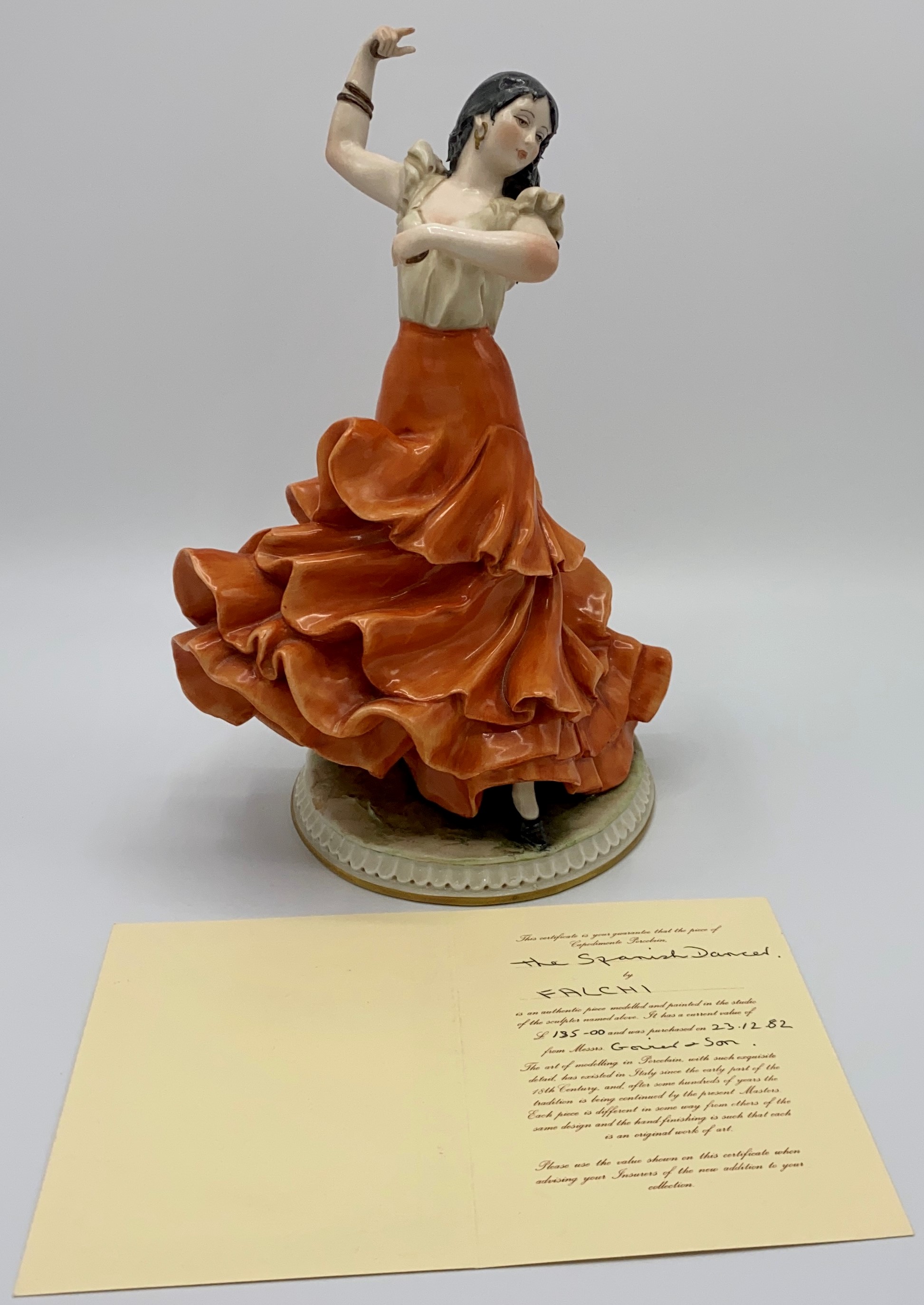 Capodimonte figure 'The Spanish Dancer' designed by Falchi, on oval base with gilding, impressed - Image 5 of 6