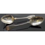 Two Victorian silver table spoons, marks for Exeter, 1842, maker's stamp John Stone, 2.2 ozt and 2.1