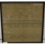 Early 19th century sampler - A good name is rather to be chosen than riches and loving favor
