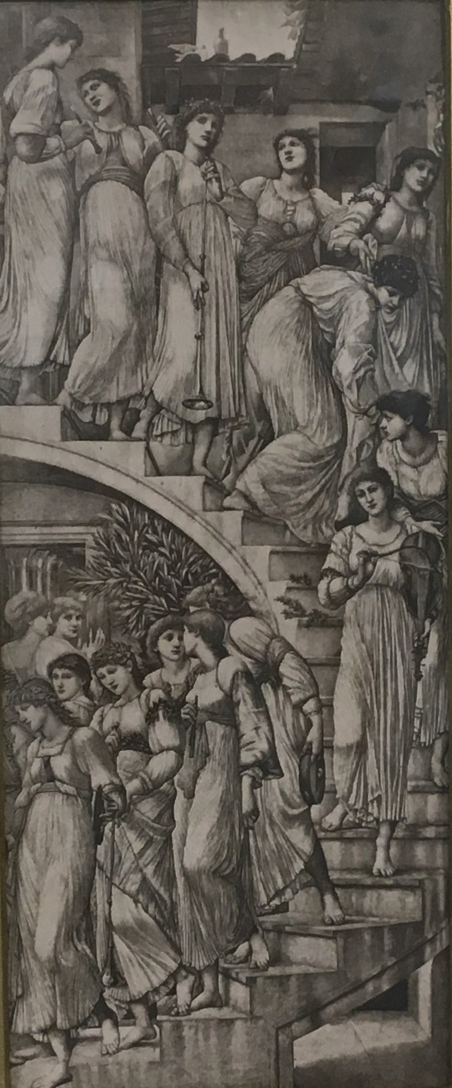After Edward Coley Burne-Jones (1833-1898), 'The Golden Stairs', print, 25cm x 10cm, overall 55cm