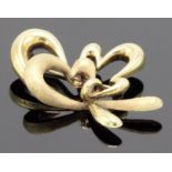 9 carat imported gold abstract bow brooch, about 4.5cm x 3.5cm, stamped 9 .375 and import mark, (6.
