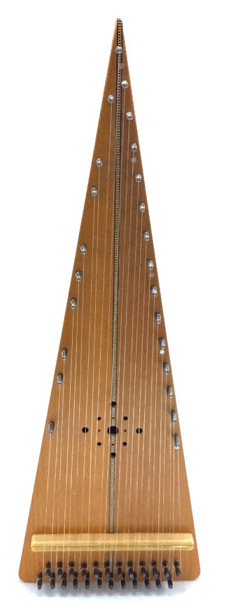 Bowed Psaltery constructed of three different woods with patterned central inlay to front of body - Image 2 of 3