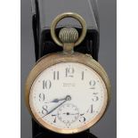 Goliath pocket watch, dial with Arabic numerals and subsidiary seconds dial, signed Rowell Oxford,