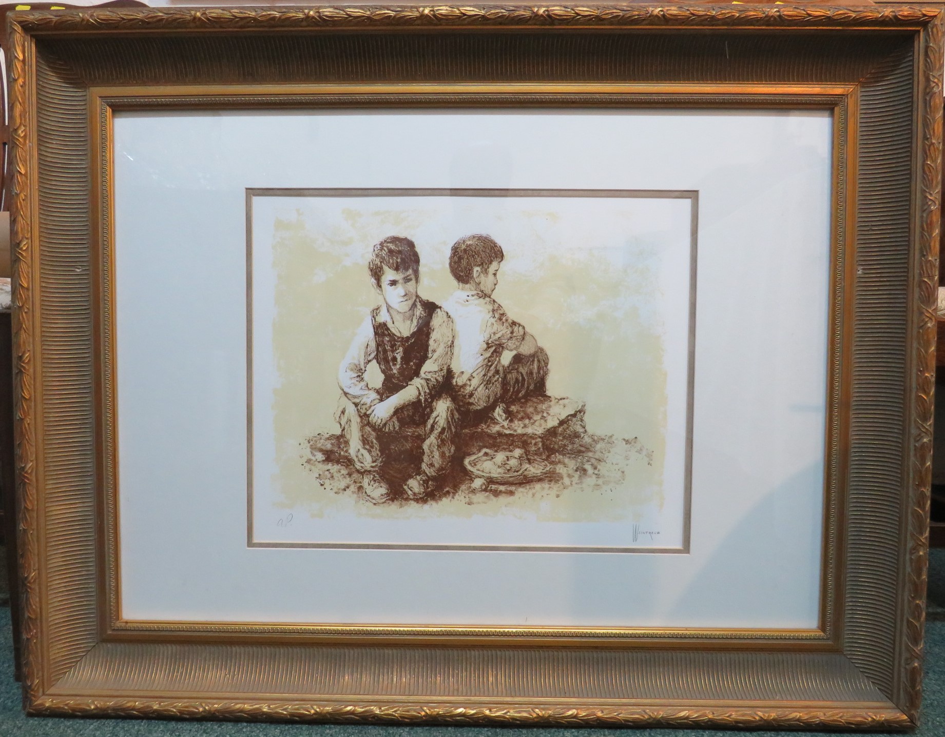 After William Weintraub (b 1926) - Two Young Boys, lithograph, (37cm x 45.5cm), signed in pencil - Image 2 of 8