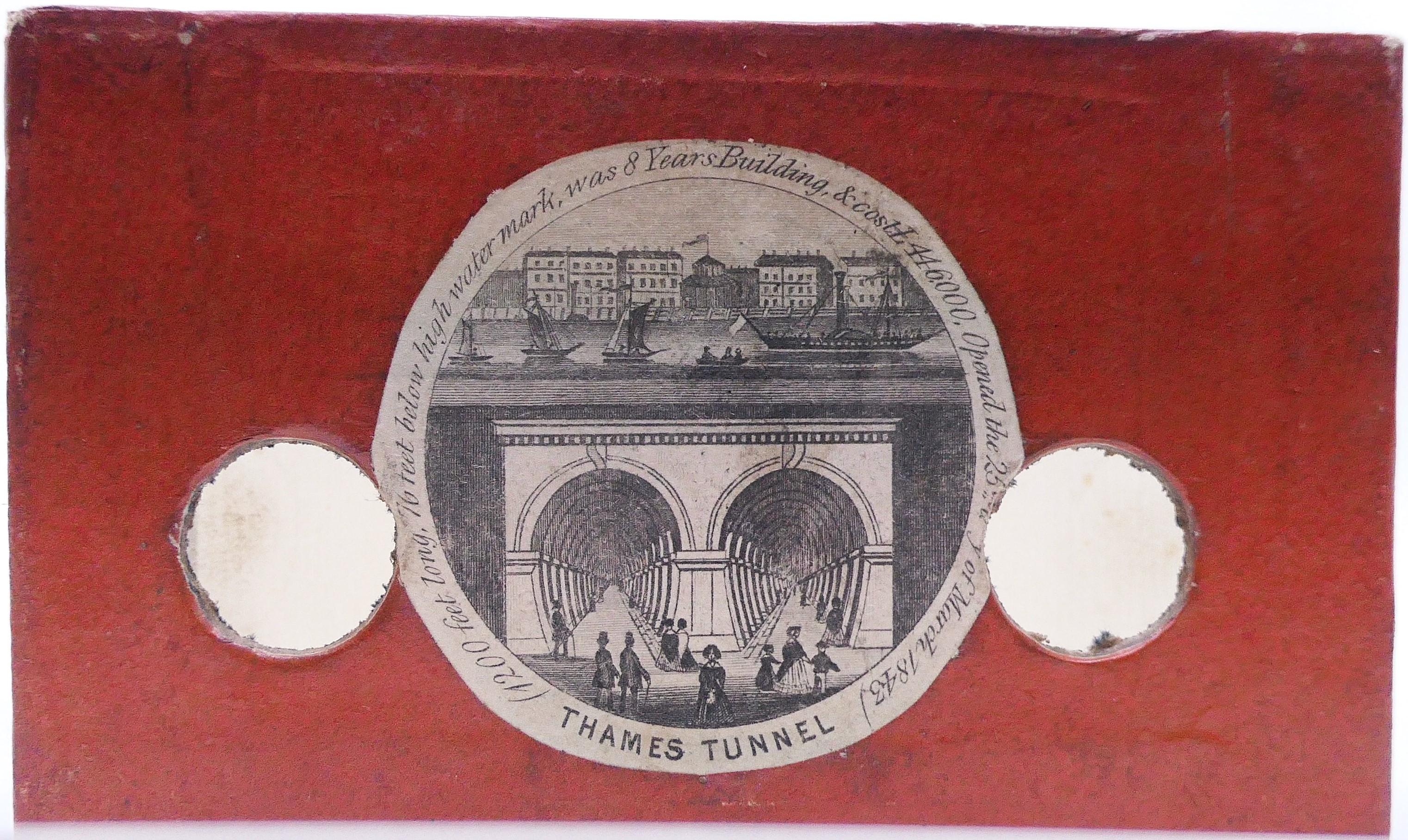 Victorian tunnel book perspective diorama of the Thames Tunnel, engraved with hand colouring,