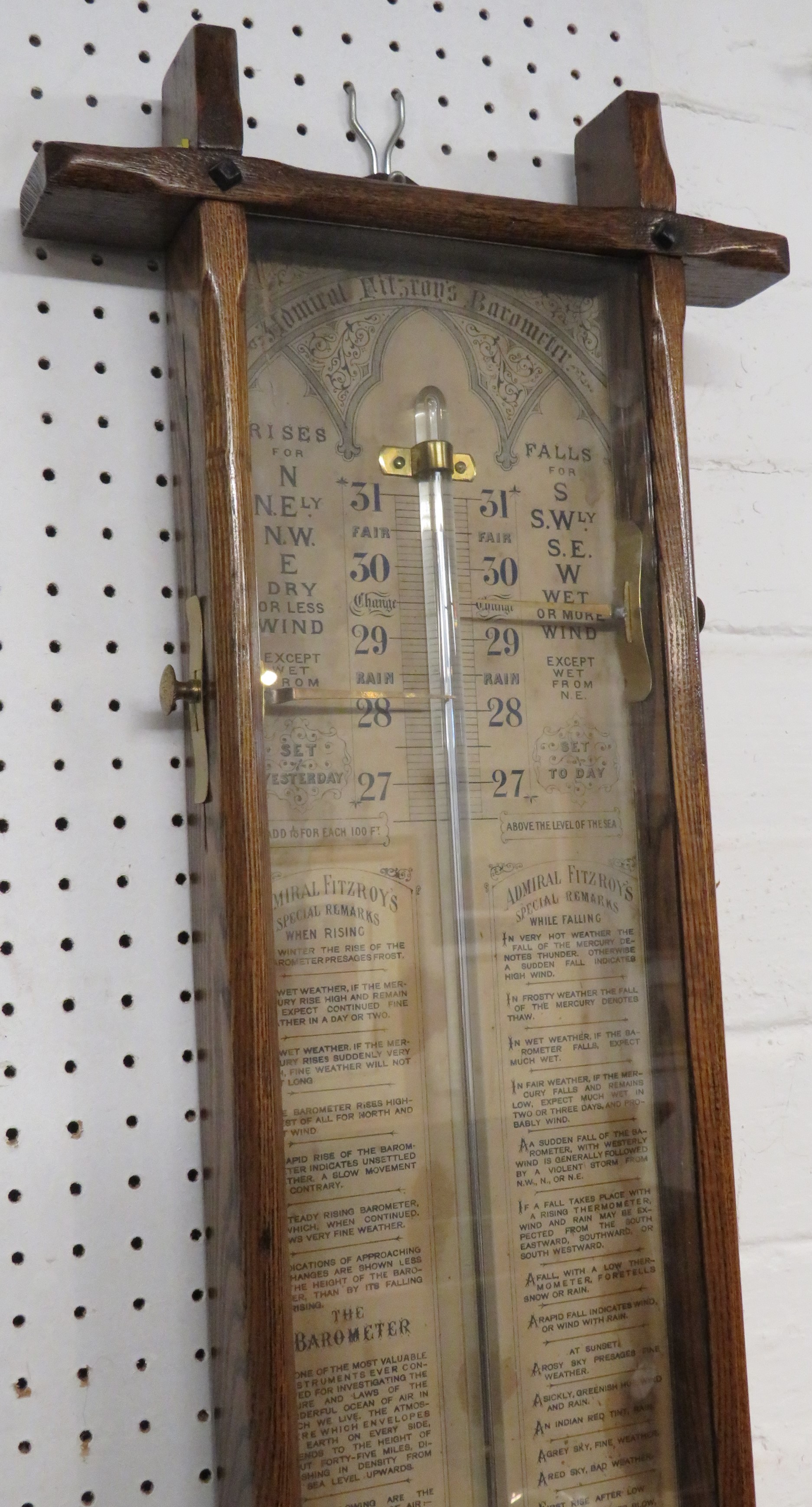 An Admiral Fitzroy barometer in oak case, height 102cm - Image 2 of 5