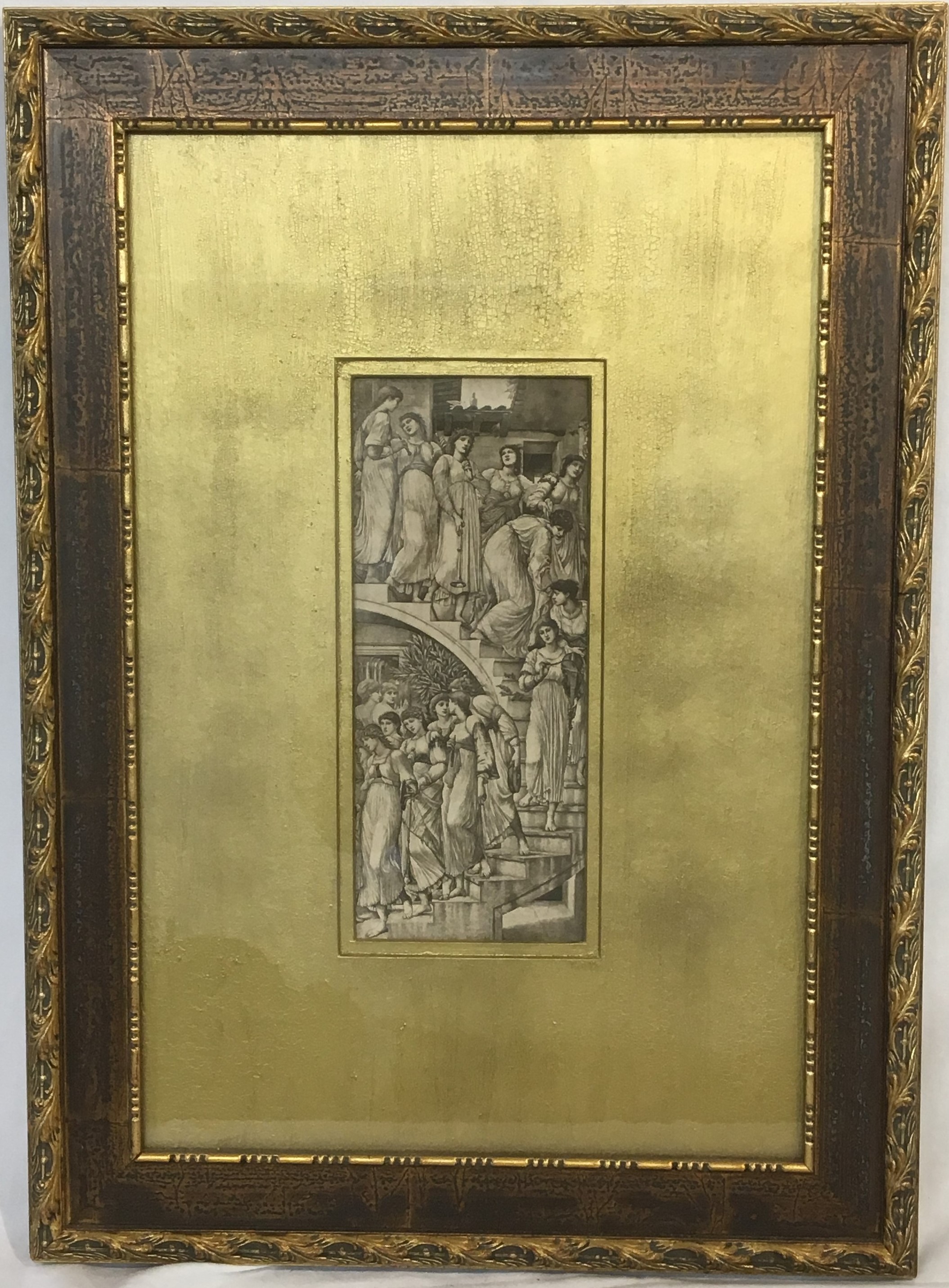 After Edward Coley Burne-Jones (1833-1898), 'The Golden Stairs', print, 25cm x 10cm, overall 55cm - Image 2 of 6