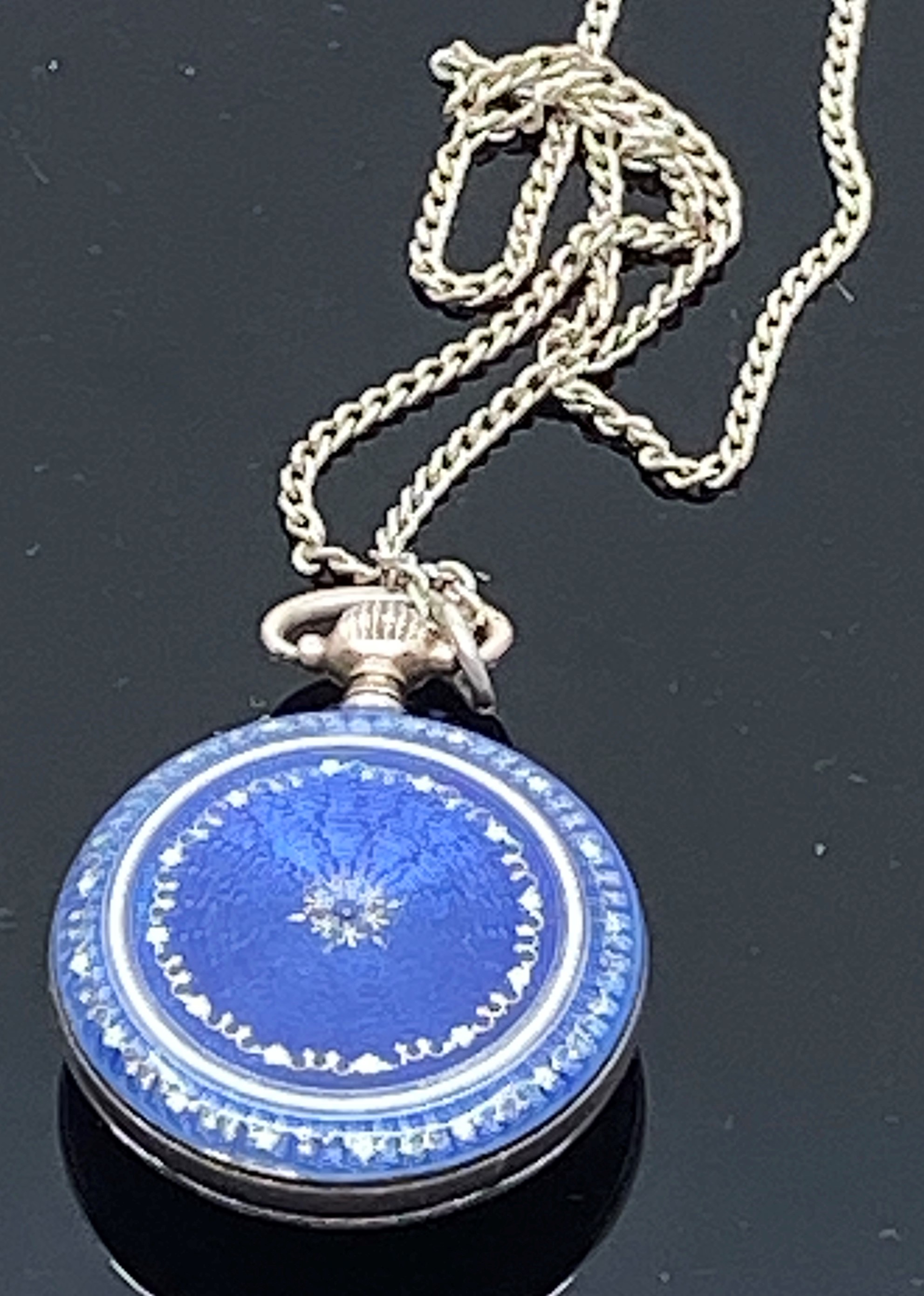An early 20th century imported silver lady's fob watch with blue enamel and gilt case, crown - Image 3 of 3