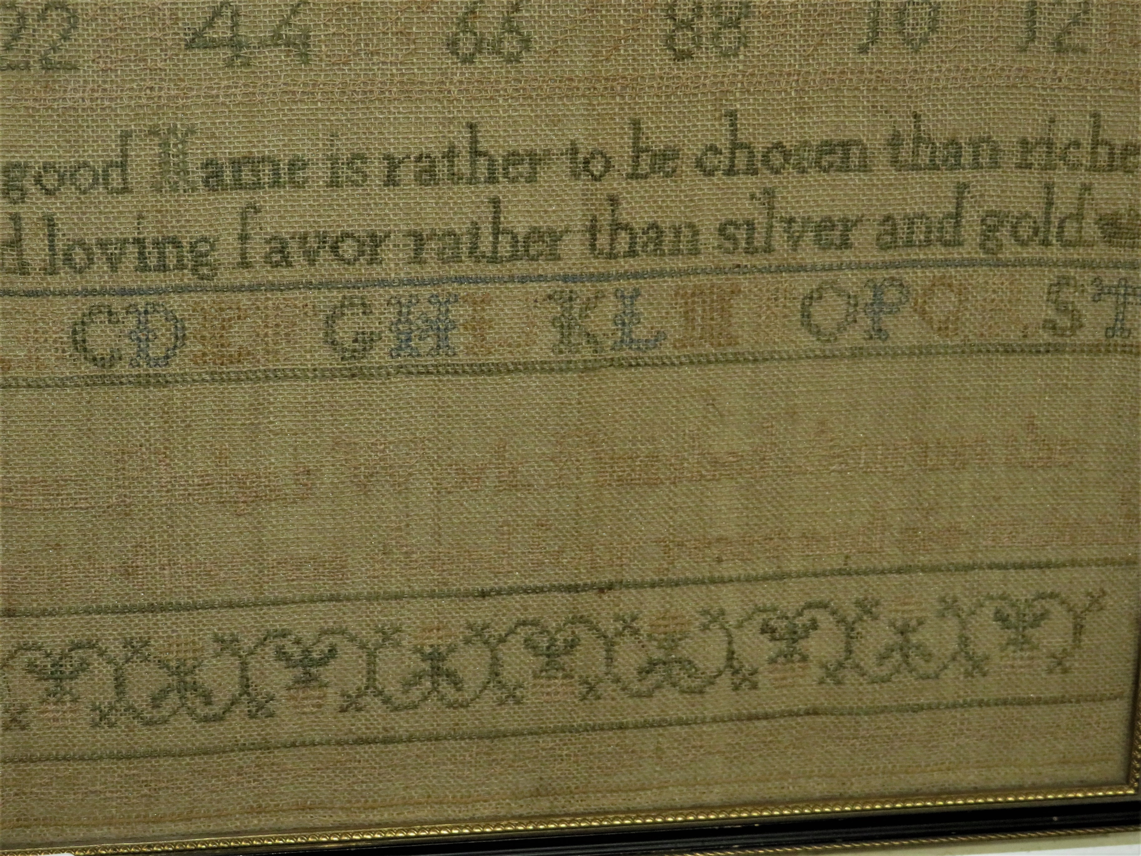 Early 19th century sampler - A good name is rather to be chosen than riches and loving favor - Image 3 of 7