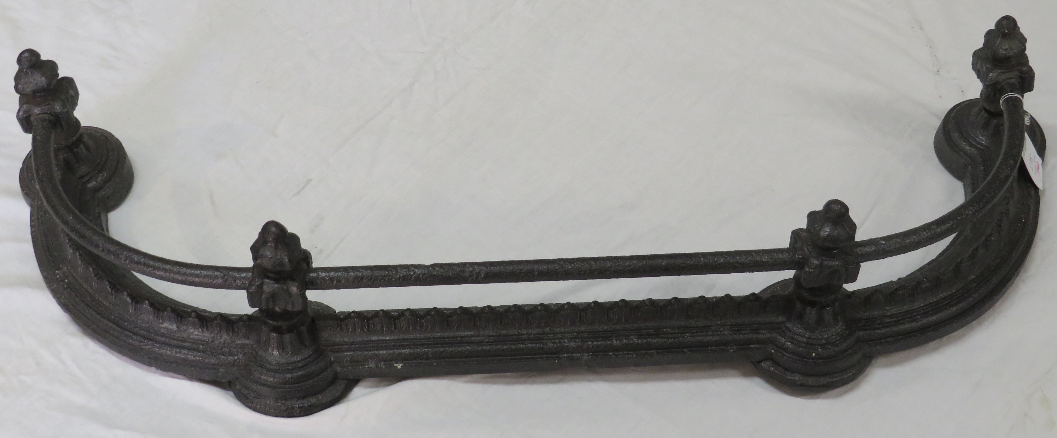 Victorian Coalbrookdale cast iron fender with rail, marked NO 190 CBDALE CO 316, width 108cm,