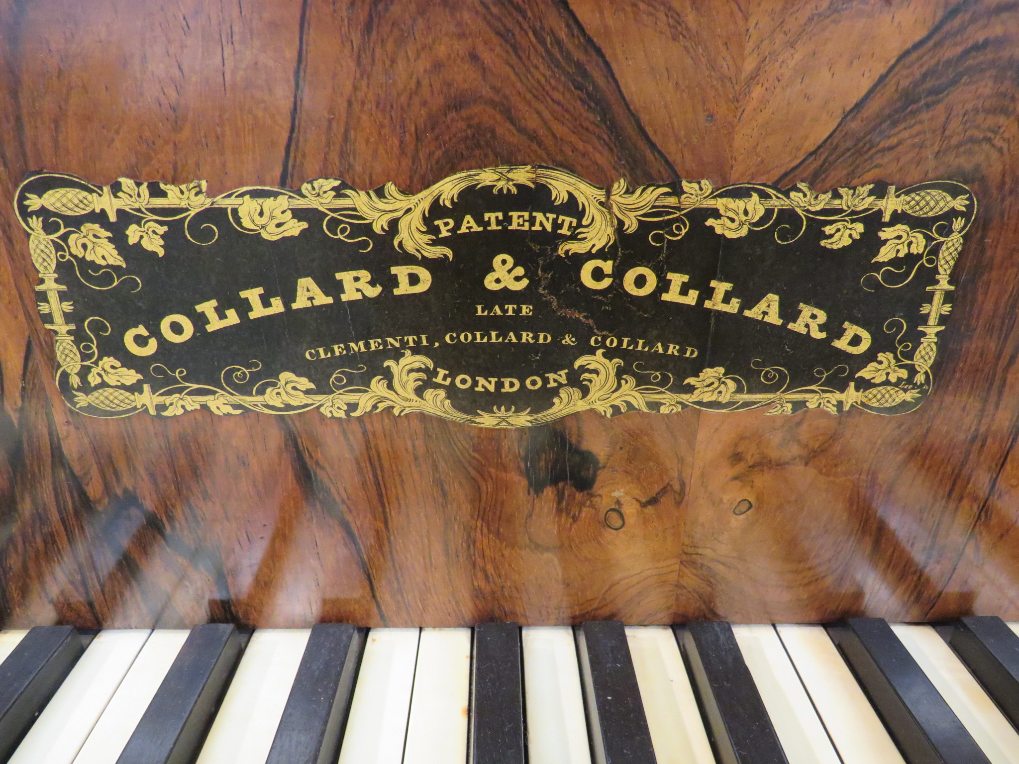 Collard and Collard mahogany and rosewood square piano, bearing gilded label 'PATENT COLLARD & - Image 9 of 14