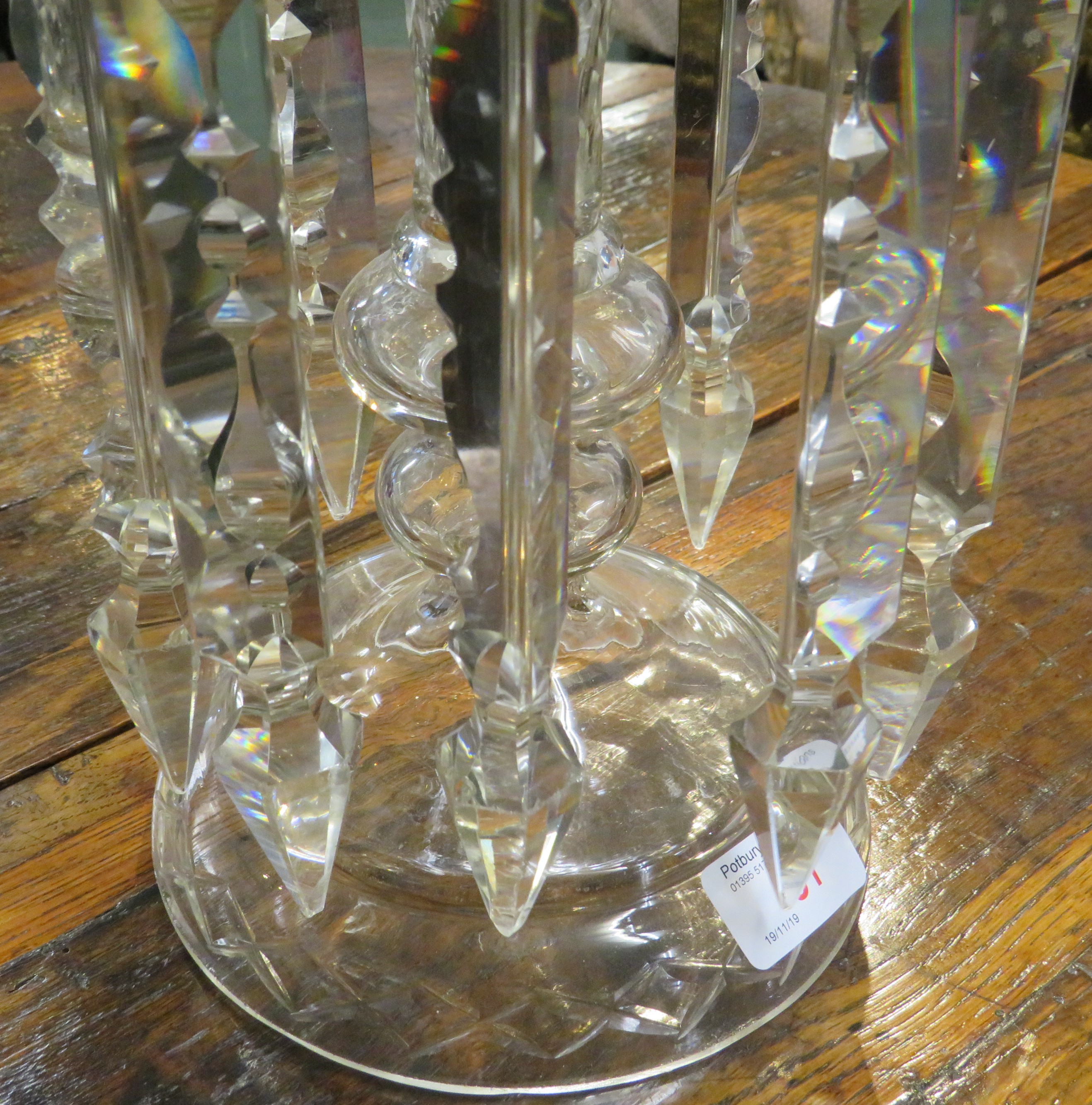 Clear glass pendant lustre, height 37cm, ten pendants - Image 4 of 4