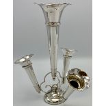 Edwardian silver epergne of four fluted stems on a filled circular base, gross weight 8.2 ozt,
