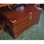 MAHOGANY LIFT TOP BLANKET BOX WITH BRASS FITTINGS