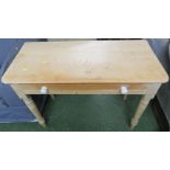 STRIPPED PINE SINGLE DRAWER HALL TABLE WITH TURNED LEGS