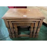 NEST OF THREE OAK OCCASIONAL TABLES