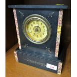 SLATE AND MARBLE MANTLE CLOCK WITH CIRCULAR ARABIC CHAPTER