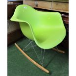 MODERN LIME GREEN PLASTIC TUB ROCKING CHAIR