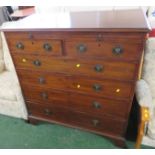 19TH CENTURY MAHOGANY CHEST OF TWO SHORT OVER FOUR LONG DRAWERS, WITH BRUSH SLIDE AND REPLACEMENT