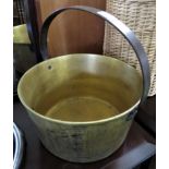 HEAVY BRASS PRESERVING PAN WITH WROUGHT METAL HANDLE