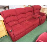 HSL ELECTRIC LIFT AND RISE RECLINING ARMCHAIR AND MATCHING THREE SEATER SOFA IN RED UPHOLSTERY