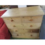 STRIPPED PINE CHEST OF TWO SHORT OVER THREE LONG DRAWERS