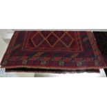 HAND KNOTTED RED GROUND FLOOR RUG 123CM X 111CM