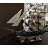 PAINTED WOODEN MODEL OF SAILING SHIP