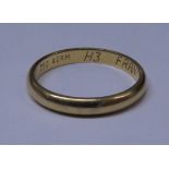 YELLOW METAL RING, STAMPED 750 AGRM, INNER EDGE ENGRAVED WITH NAME, 2.8G, SIZE M/N FOR GUIDANCE