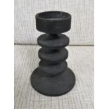 ROBERT WELCH OF CHIPPING CAMPDEN CAST IRON 'HOBART' CANDLE HOLDER, MAKER'S STICKER AND DESIGN CENTRE