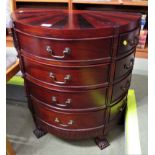 MAHOGANY DEMI LUME CHEST OF TWELVE DRAWERS WITH CARVED FEET