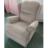 SHERBORNE ELECTRIC LIFT AND RISE RECLINING ARMCHAIR IN PALE BROWN FABRIC