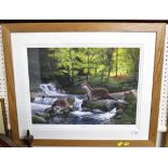 FRAMED AND GLAZED LIMITED EDITION PRINT 55/195 'MIDSUMMER STREAM' AFTER NIGEL ARTINGSTALL