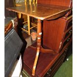 SQUARE HINGED TOP MAHOGANY OCCASIONAL TABLE ON BALUSTER TURNED COLUMN AND TRIPOD FEET