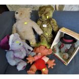 JOINTED TEDDY BEAR, PADDINGTON BEAR (NO CLOTHES) AND OTHER BEARS, ETC (SOLD AS DECORATIVE ITEMS
