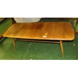 ERCOL LIGHT ELM COFFEE TABLE WITH STRETCHERED UNDER TIER