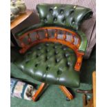 CAPTAIN'S STYLE SWIVEL CHAIR WITH BUTTON BACK FAUX LEATHER SEAT AND BACK