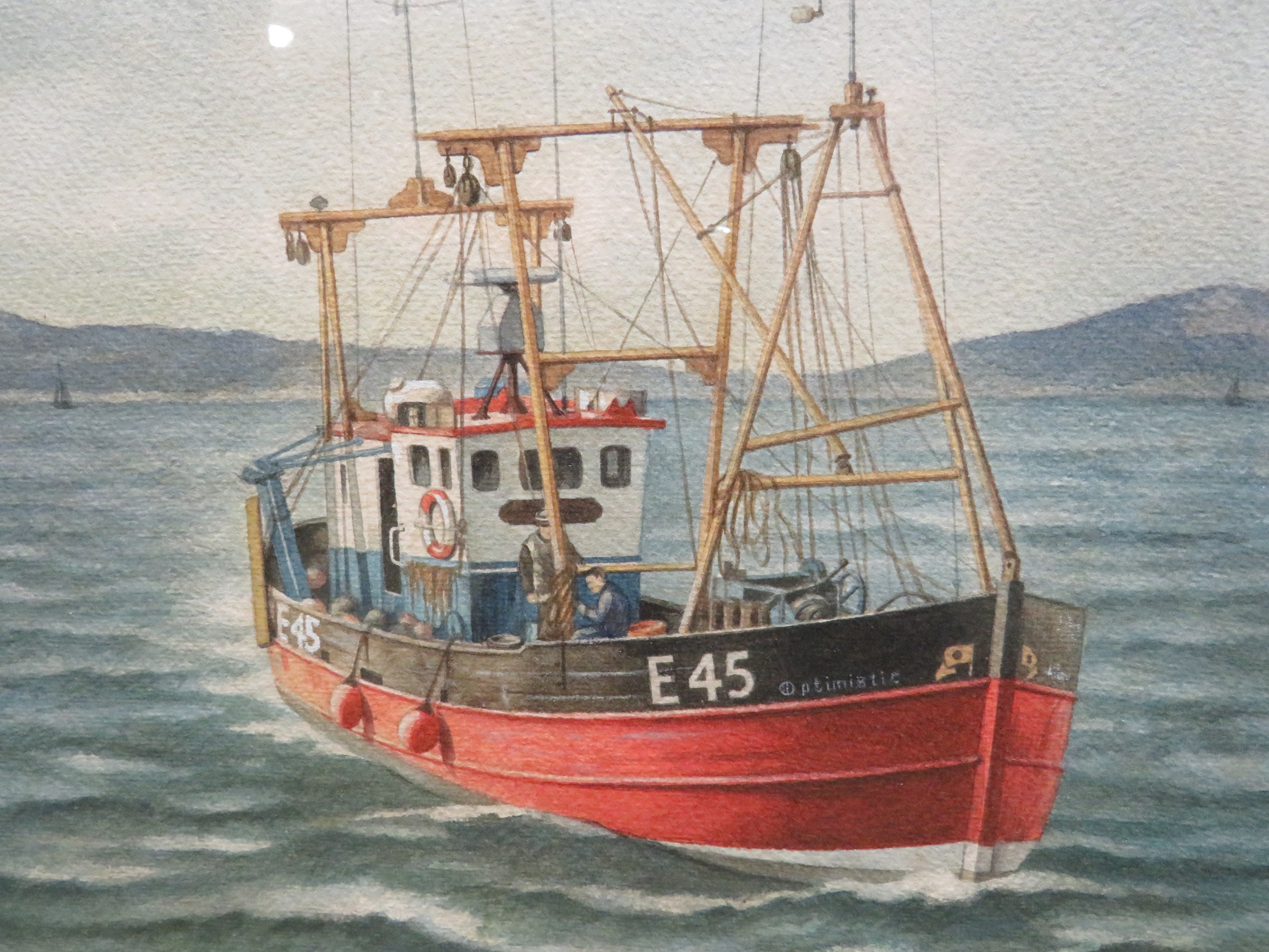 FRAMED AND MOUNTED PICTURE OF FISHING TRAWLER, SIGNED LOWER RIGHT - Image 2 of 5