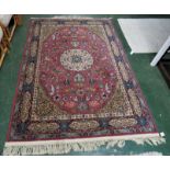 SALMON PINK GROUND PATTERNED FLOOR RUG WITH FOLIATE DESIGN AND TIGER, LIONS, ETC