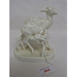 ROYAL WORCESTER BLANC DE CHINE YOUNG SPOTTED DEER MODELLED BY DORIS LINDNER, GREEN FACTORY STAMP