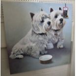 FRAMELESS CANVAS PRINT OF WEST HIGHLAND TERRIERS AFTER NIGEL KENNING