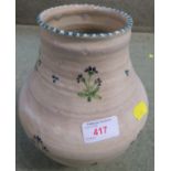POTTERY VASE IN GREY GLAZE WITH FLORAL MOTIFS, INCISED SIGNATURE TO BASE CARTER POOLE AND PAINTED