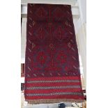 RED GROUND HAND KNOTTED FLOOR RUNNER, 245CM X 59CM