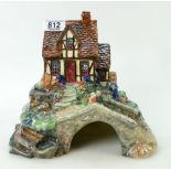 Royal Doulton rare model of The Watermill, a couple standing on a bridge next to the mill,